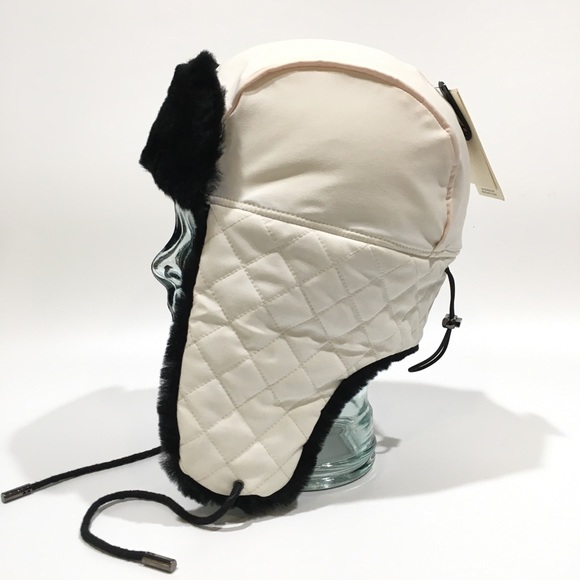 UGG Quilted Nylon Trapper with Fur Trim -White -NEW - Picture 4 of 10